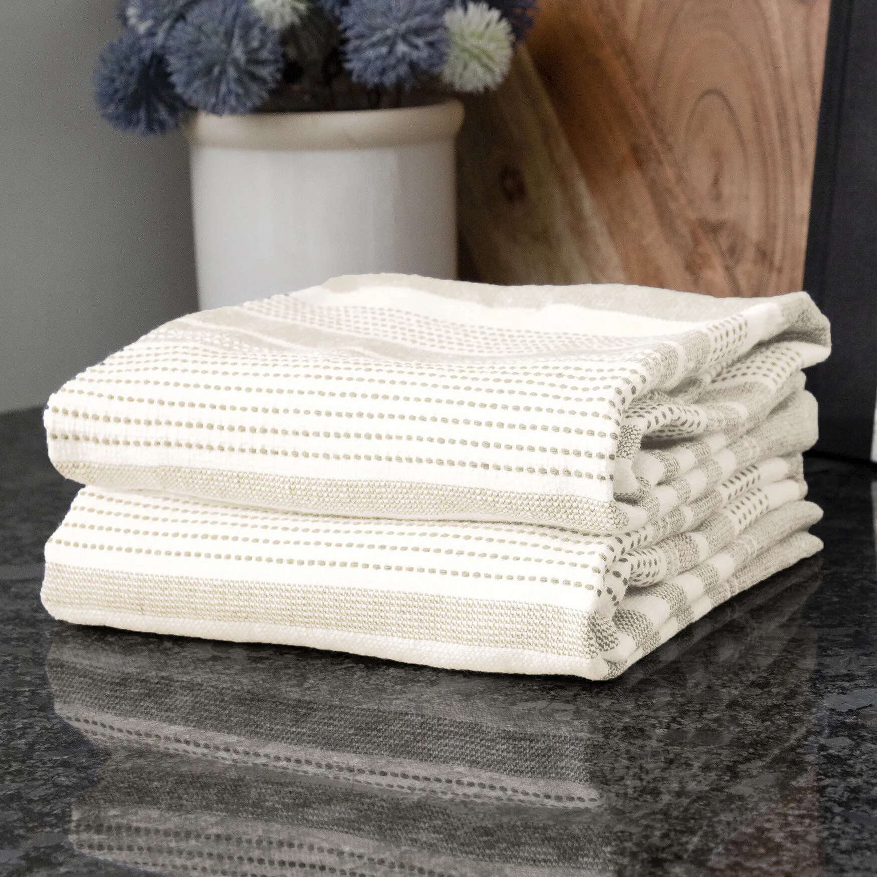 Skipping Stripe Dual Kitchen Towels, Set Of 2