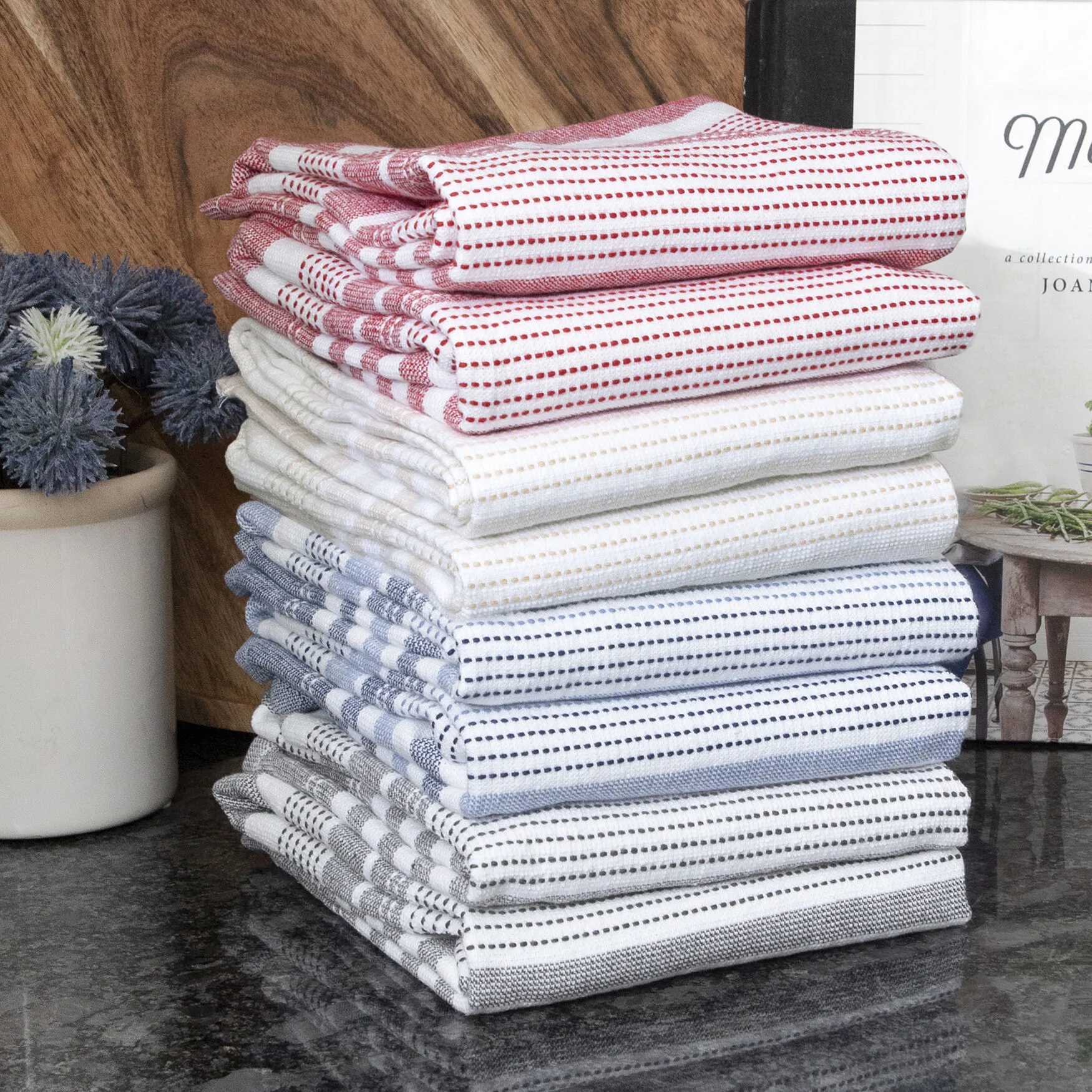 Skipping Stripe Dual Kitchen Towels, Set Of 2