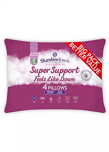 Slumberdown Super Support Feels like Down Firm Support Pack of 4 Pillows | Kaleidoscope