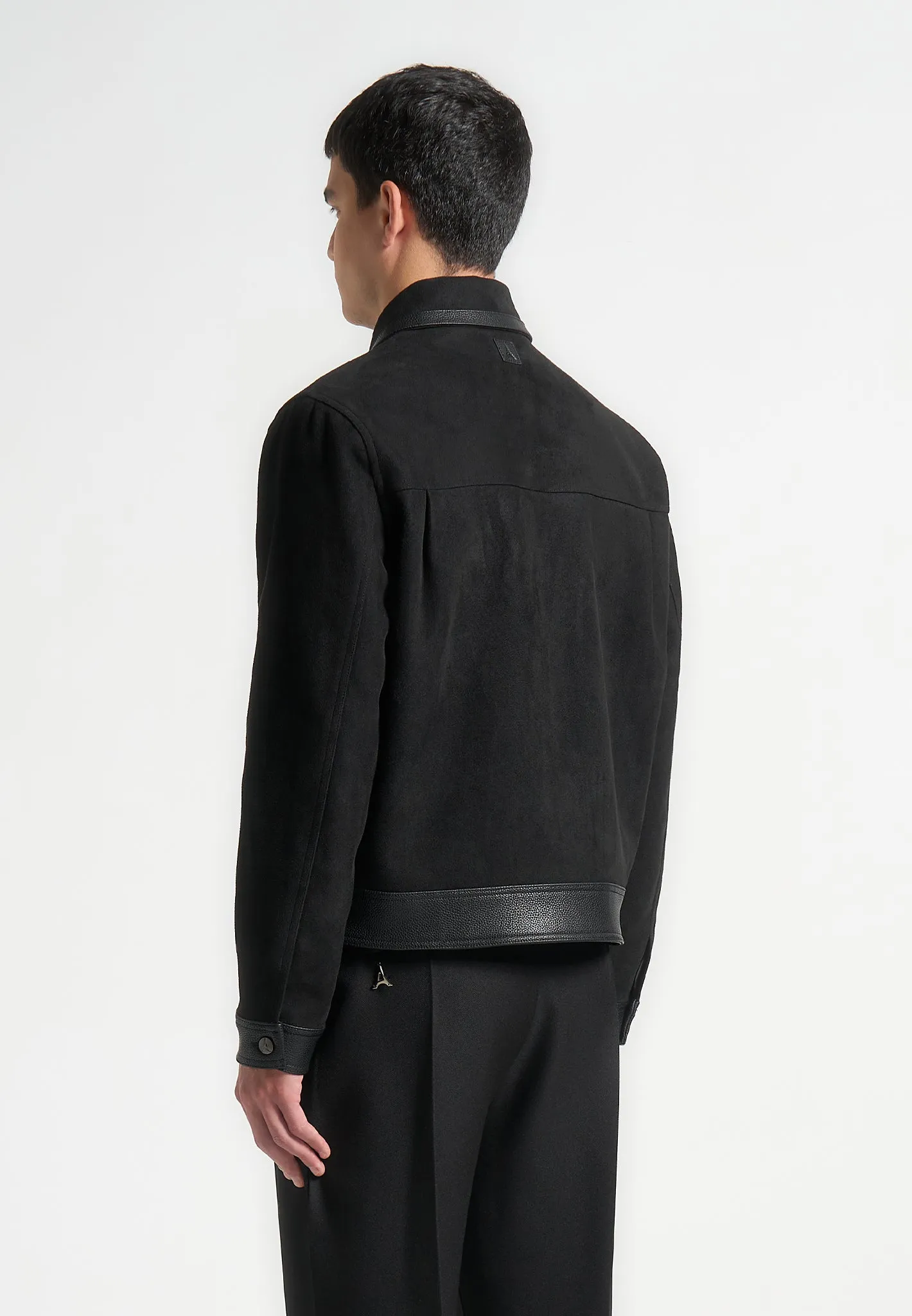 Suede & Pebbled Leather Jacket - Black