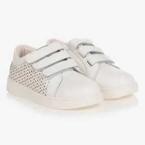 Teen Girls White Leather Trainers