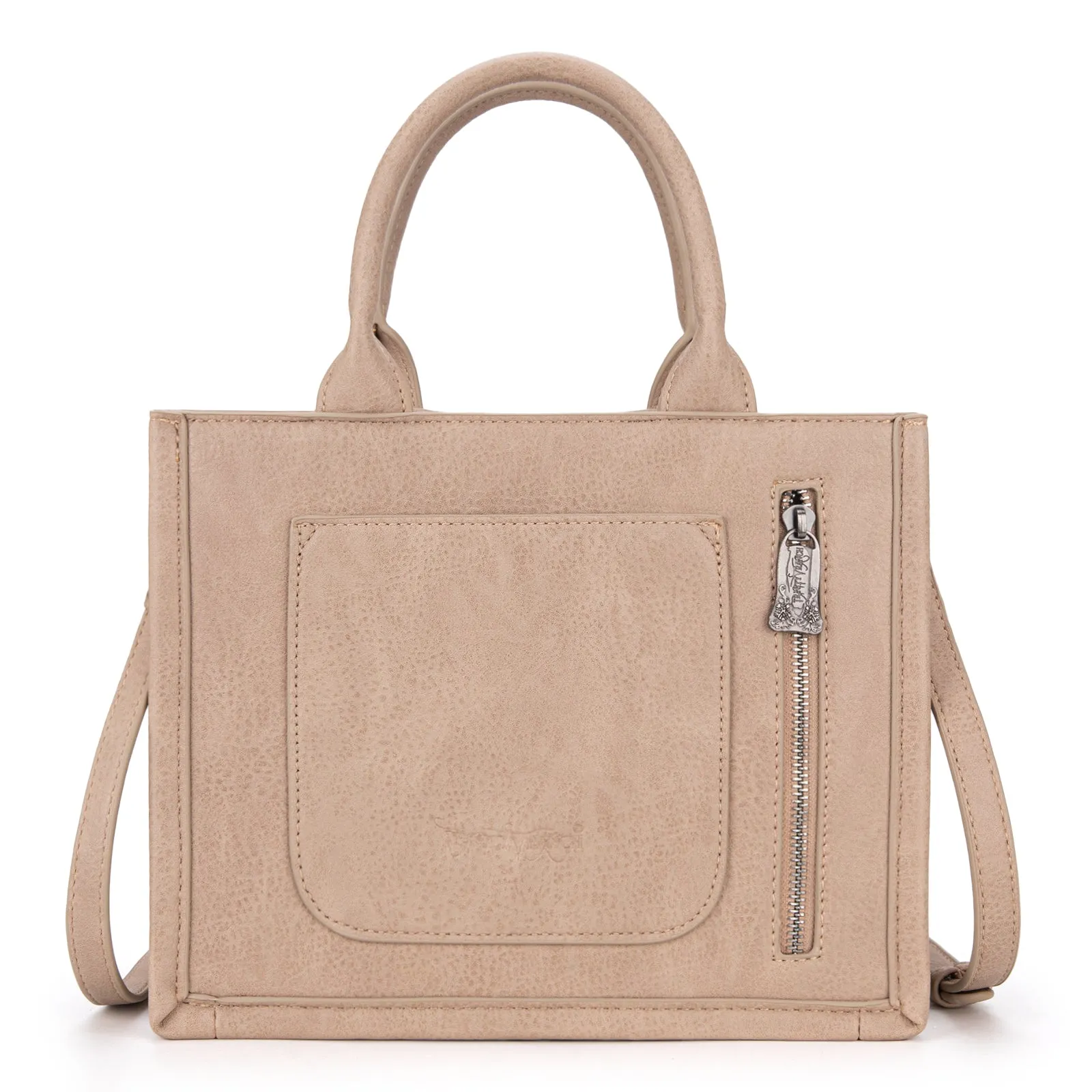 TR178G-8899   Trinity Ranch Hair On Cowhide Floral Tooled Concealed Carry Tote/Crossbody -Tan