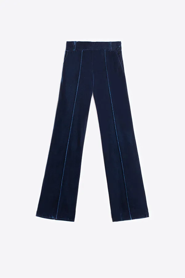 Vilagallo CARLA BLUE VELOUR TROUSERS