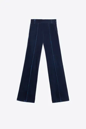 Vilagallo CARLA BLUE VELOUR TROUSERS