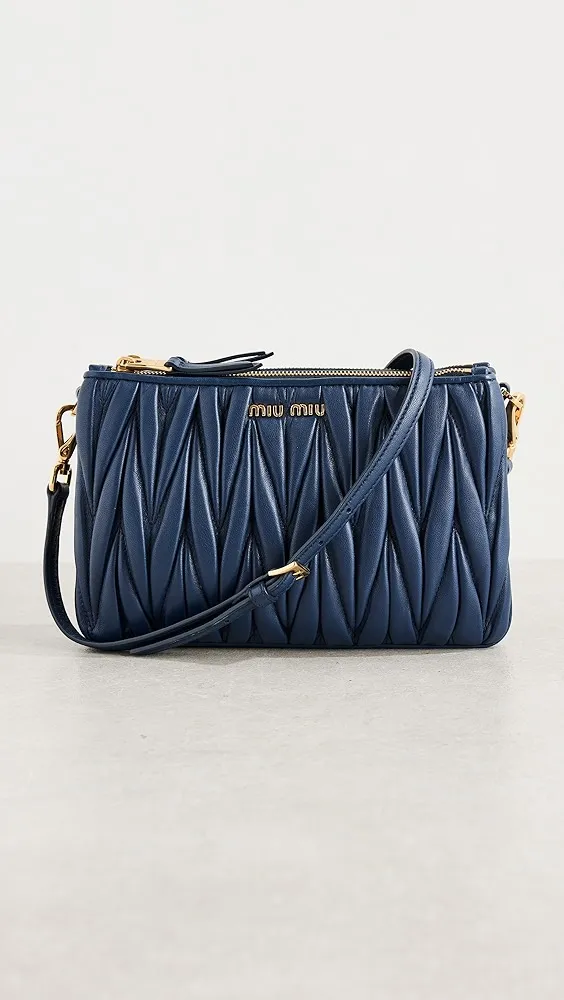 What Goes Around Comes Around   Miu Miu Navy Nappa Double Zip Crossbody 