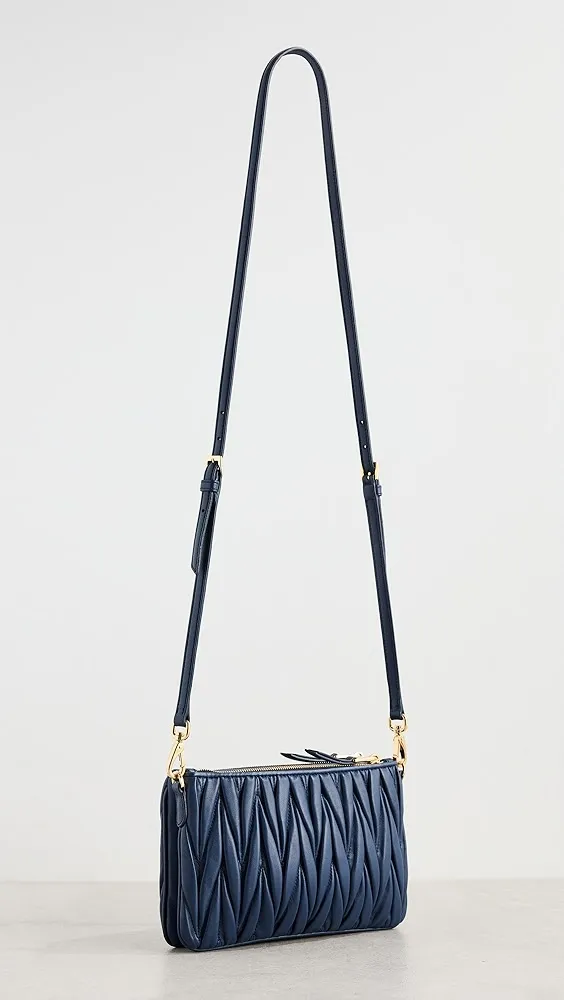 What Goes Around Comes Around   Miu Miu Navy Nappa Double Zip Crossbody 