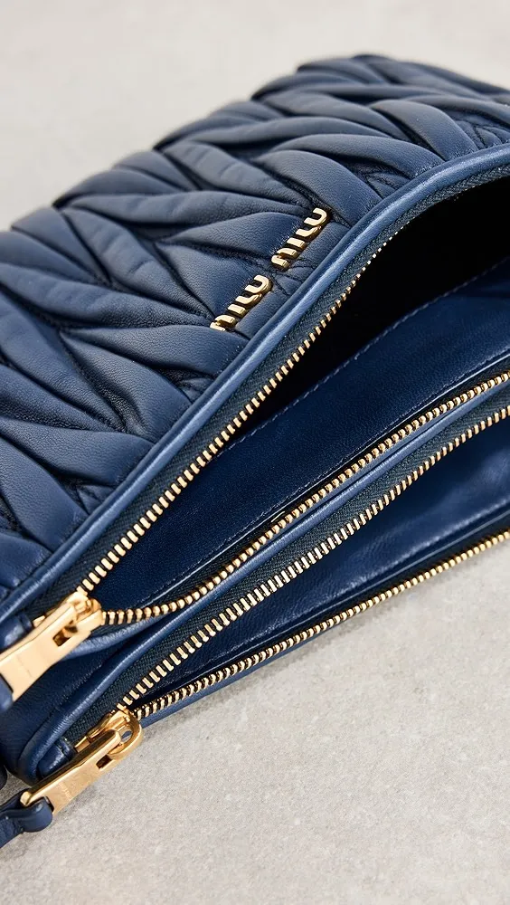 What Goes Around Comes Around   Miu Miu Navy Nappa Double Zip Crossbody 