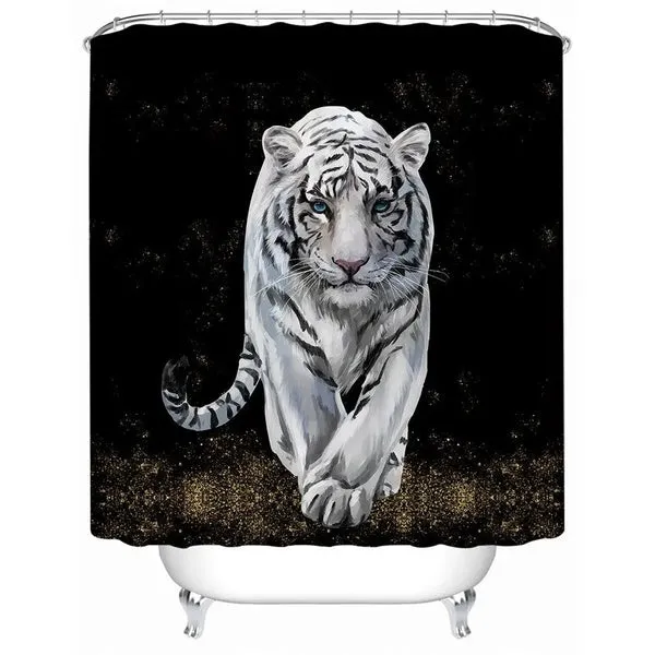 White Tiger Shower Curtains