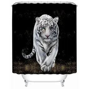 White Tiger Shower Curtains