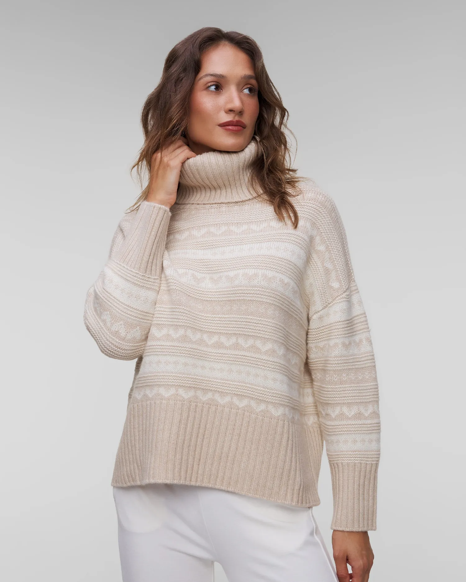 Women's beige turtleneck Kujten Loulou F3035-2