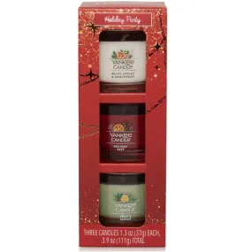 Yankee Candle Mini Set of 3 Holiday Party Christmas Candles Gift